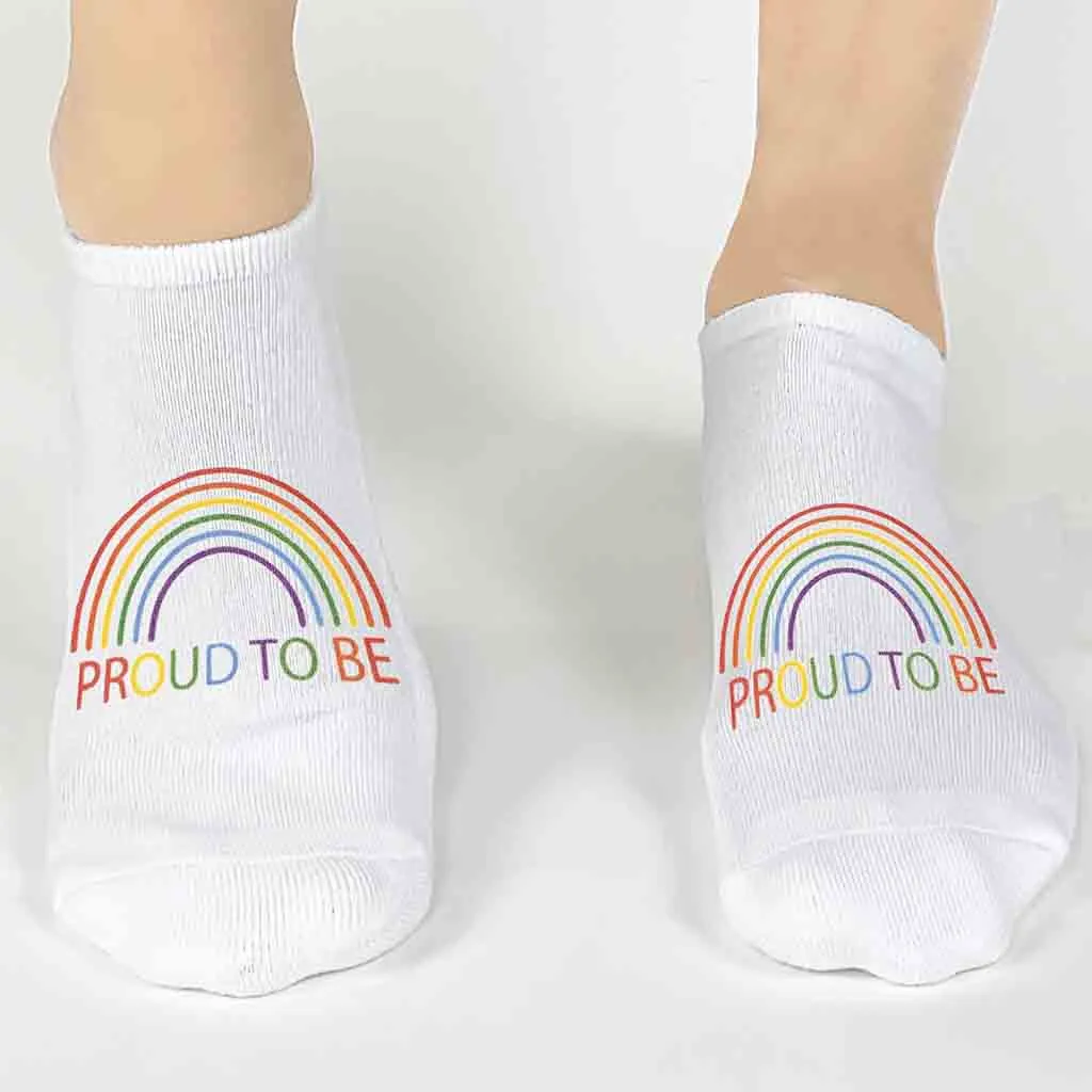 Proud to Be Rainbow Pride No Show Socks