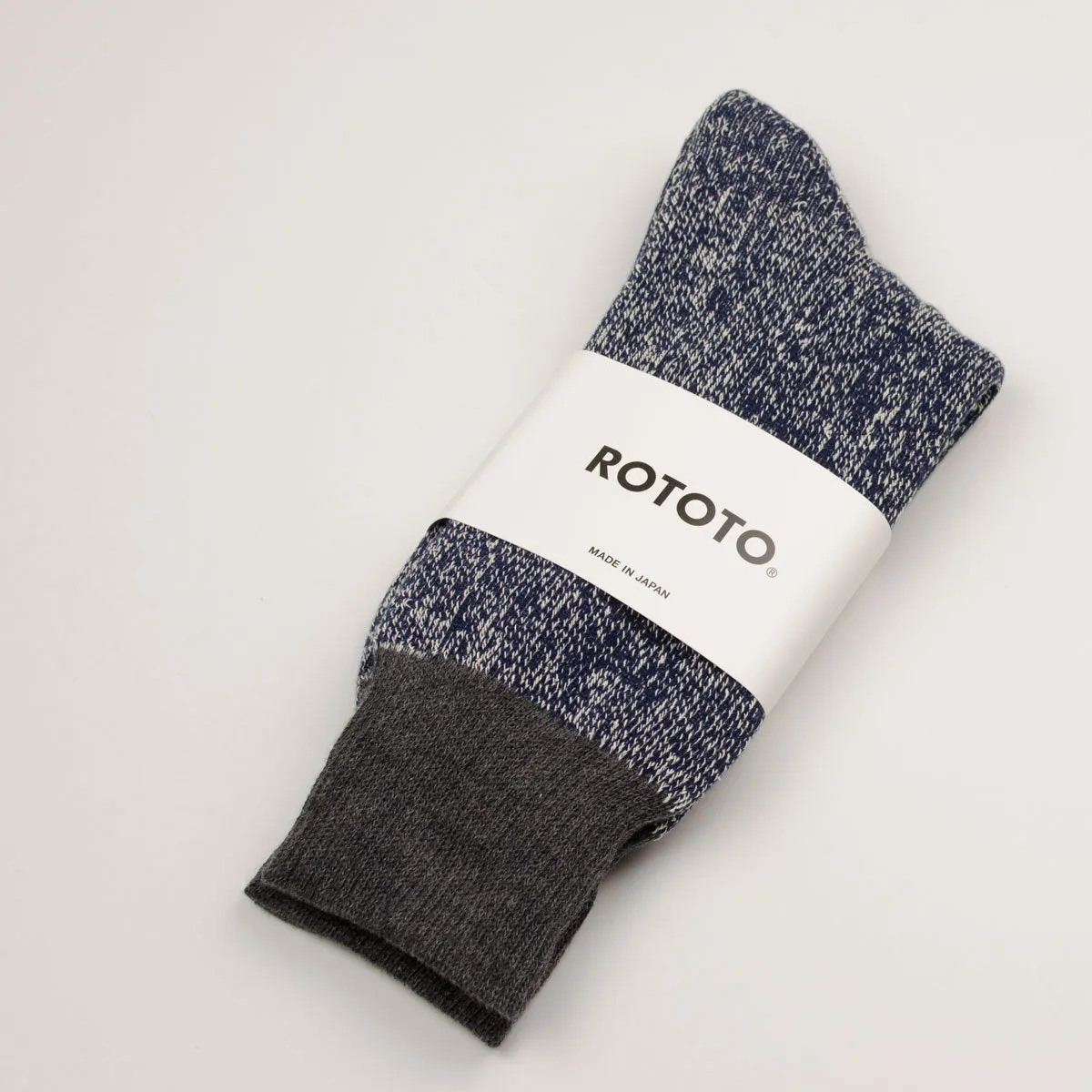 RoToTo - Doubleface Silk / Cotton Socks - Dark Gray / Navy