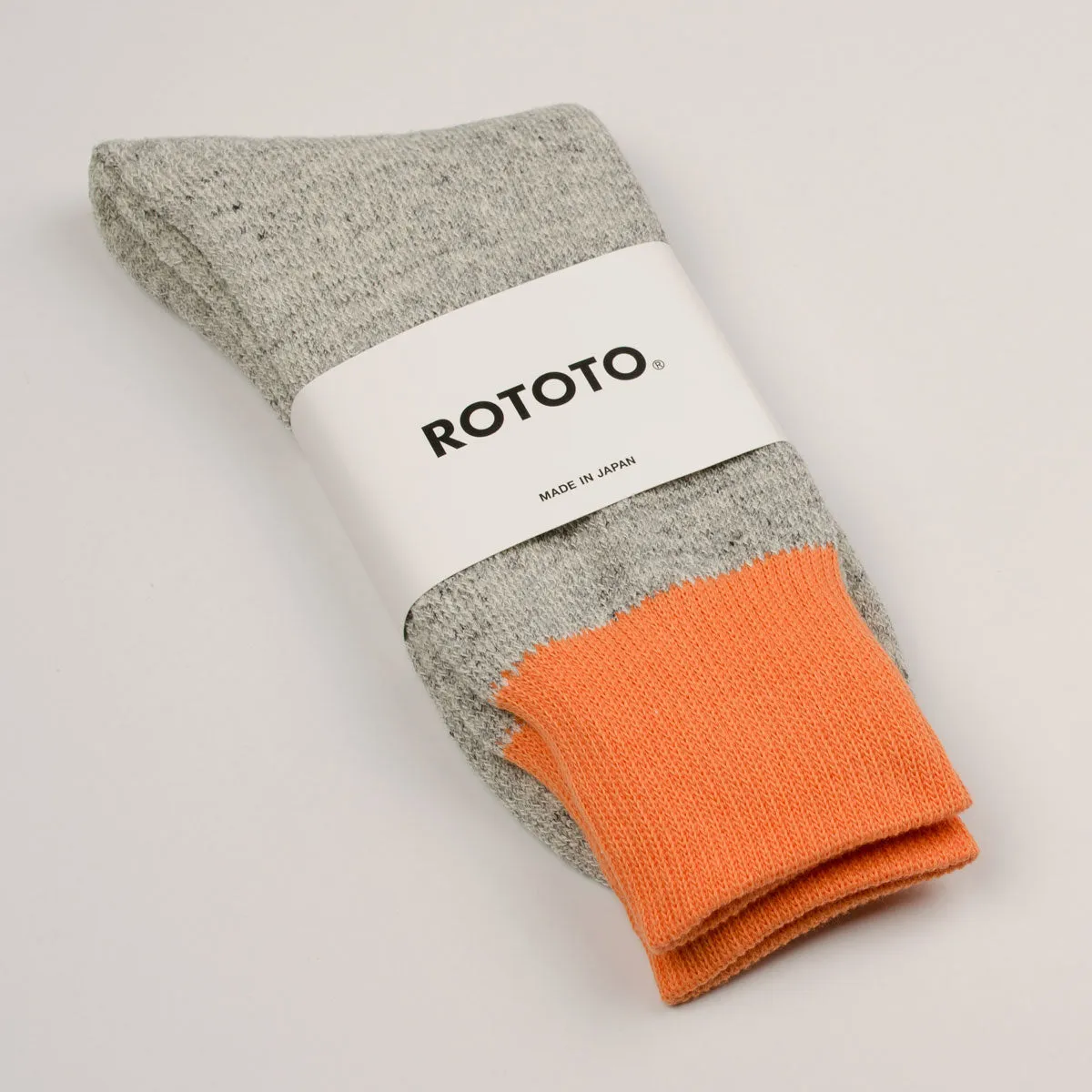 RoToTo - Doubleface Silk / Cotton Socks - Light Orange / Light Gray