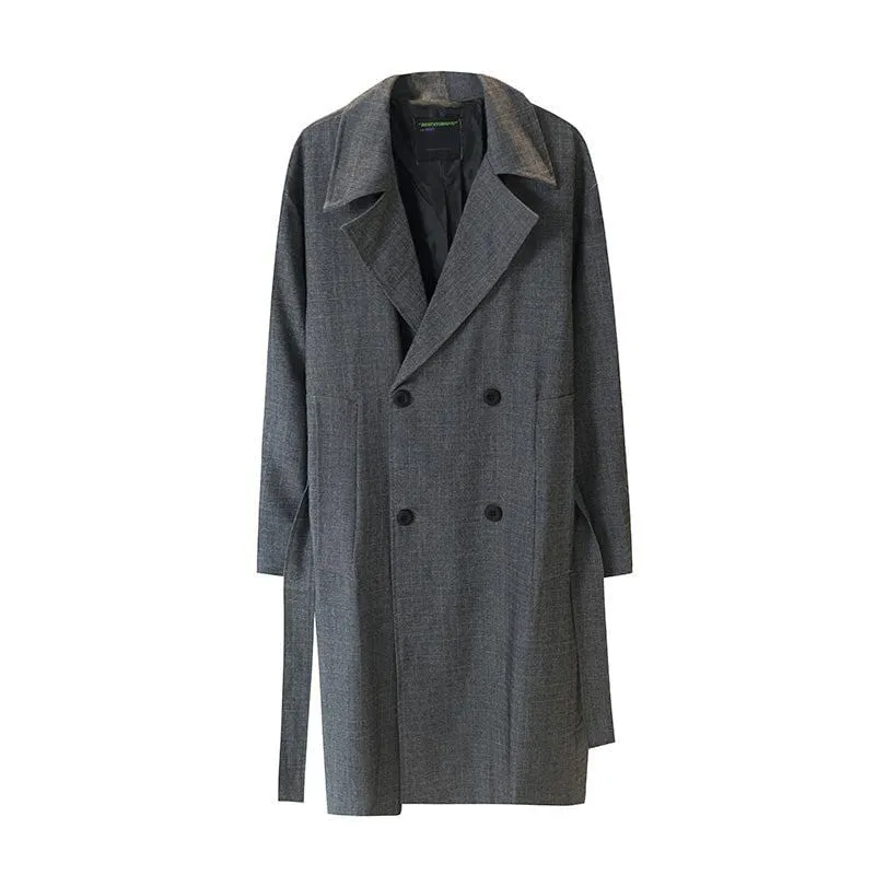 RT No. 2784 GRAY PLAID TRENCH COAT