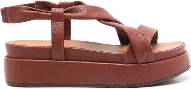 Sarah Chofakian Vionnet leather platform sandals Brown