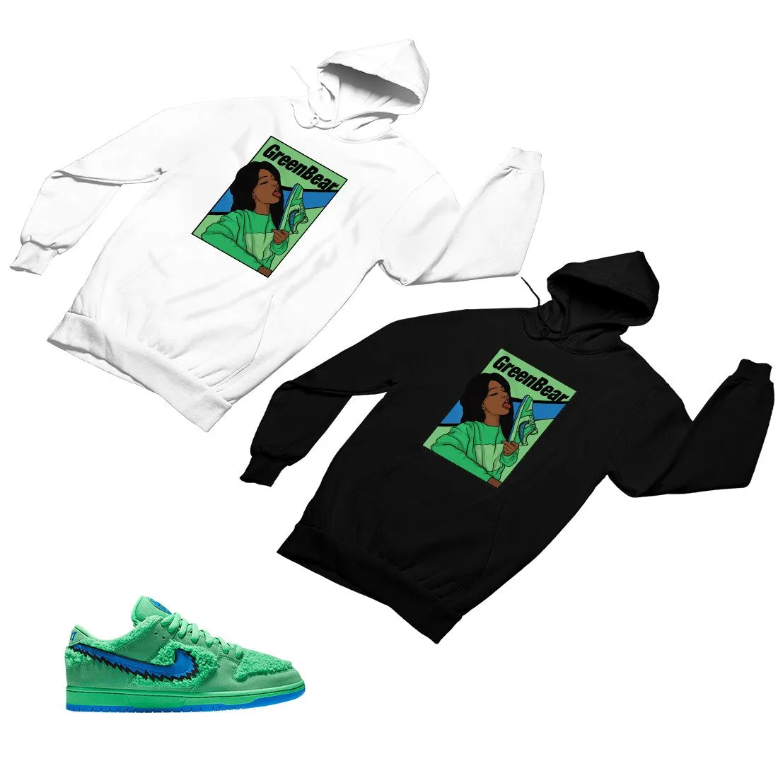 SB Dunk Low Green Bear Matching Custom Designed Hoodies ND 1-6-18