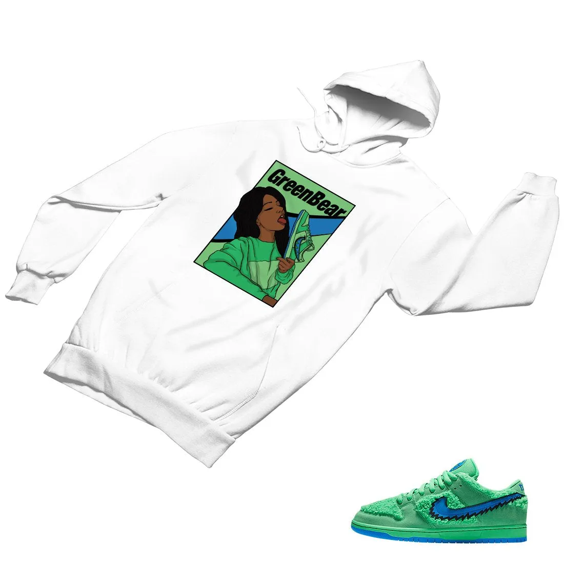 SB Dunk Low Green Bear Matching Custom Designed Hoodies ND 1-6-18