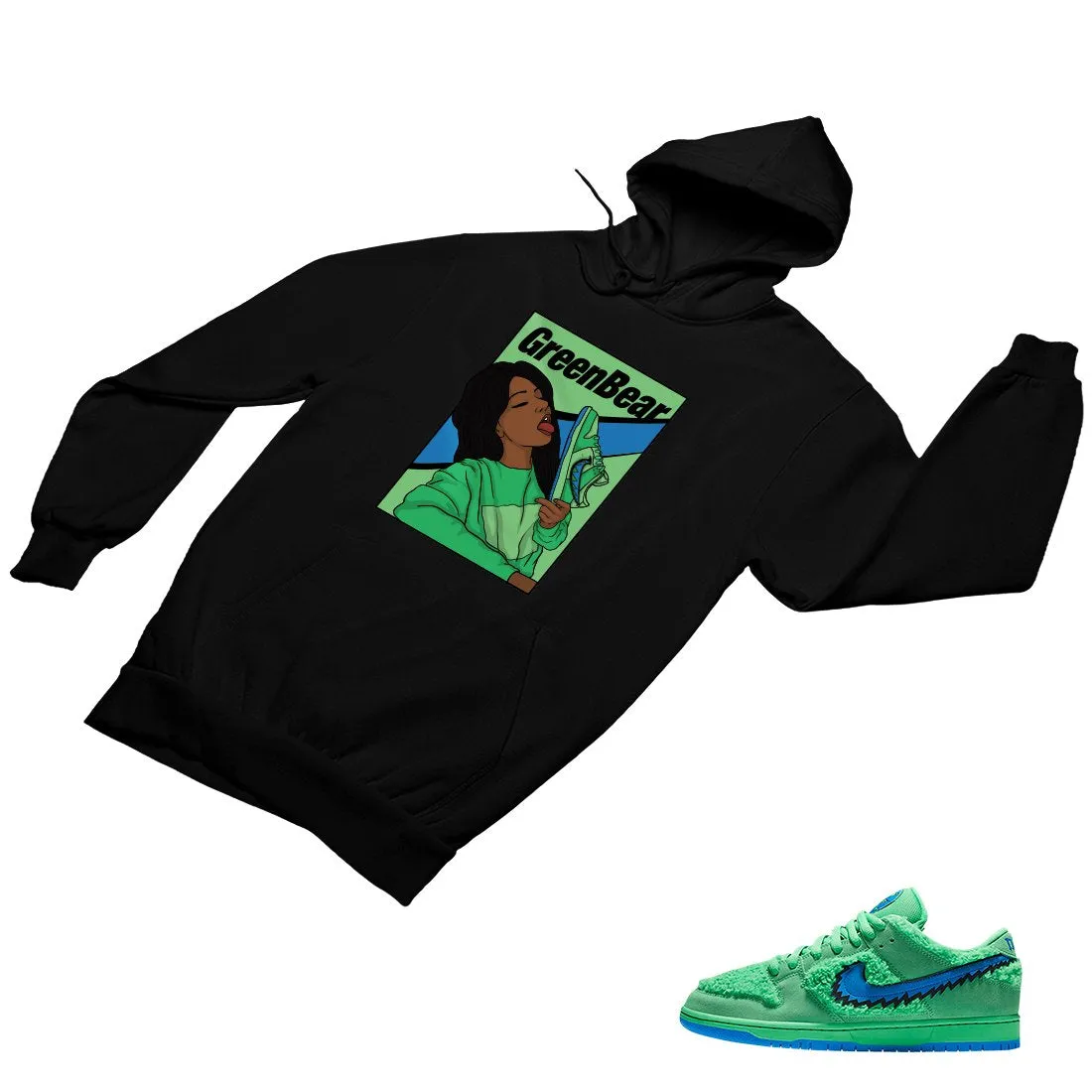 SB Dunk Low Green Bear Matching Custom Designed Hoodies ND 1-6-18