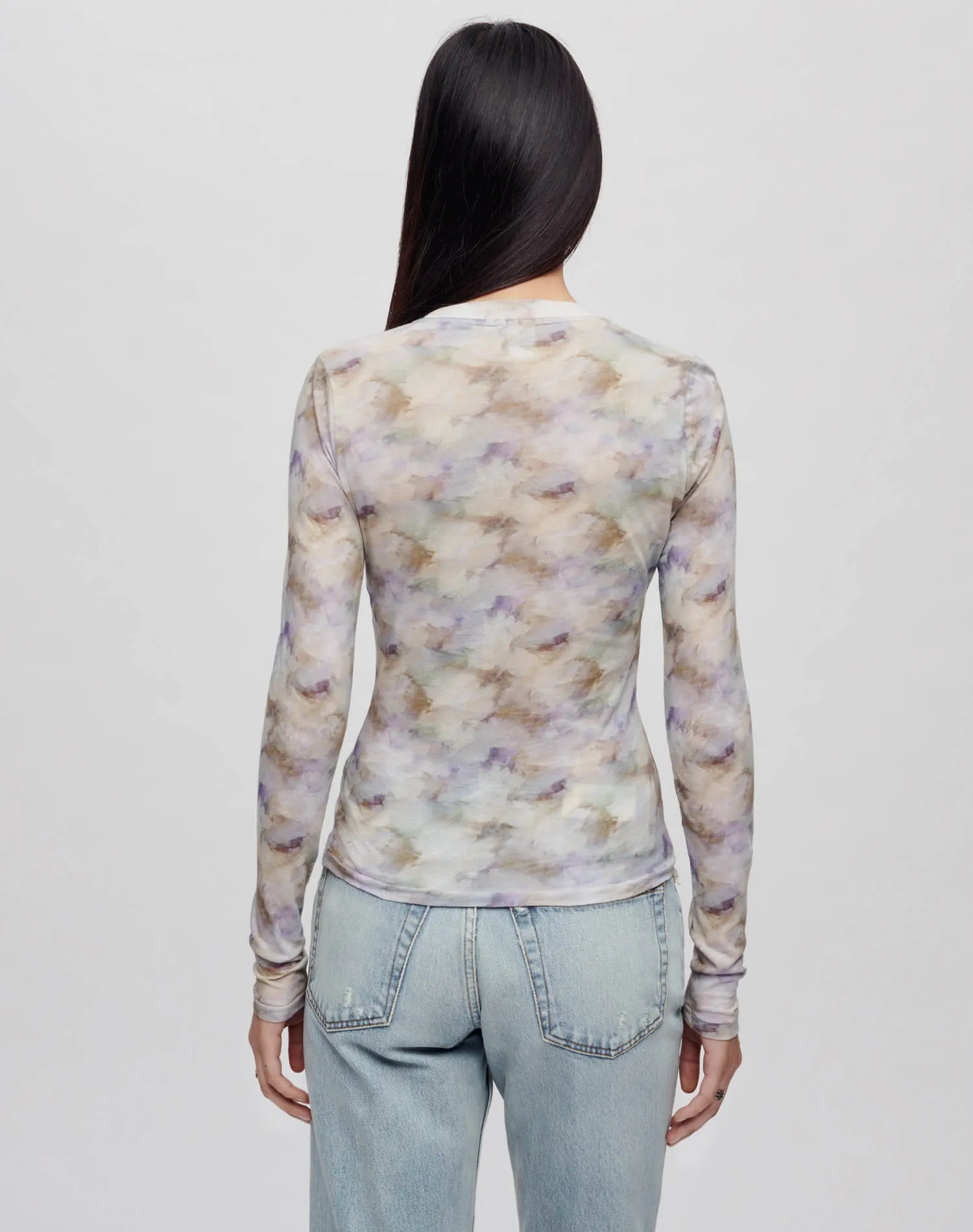 Sheer Long Sleeve Tee - Celestial Watercolor