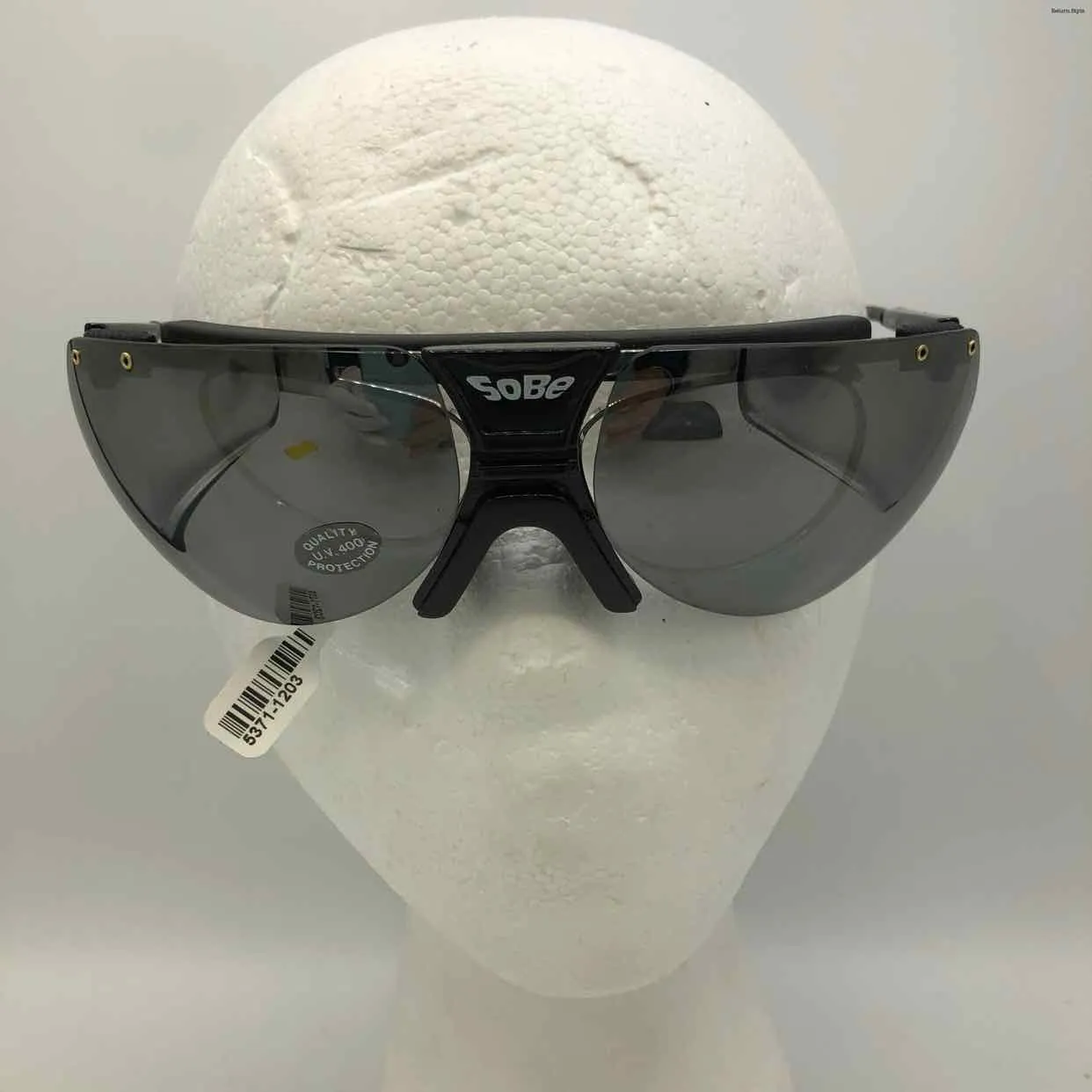 SOBE Black Pre Loved AS IS Shield Mirrored Sunglasses w/case