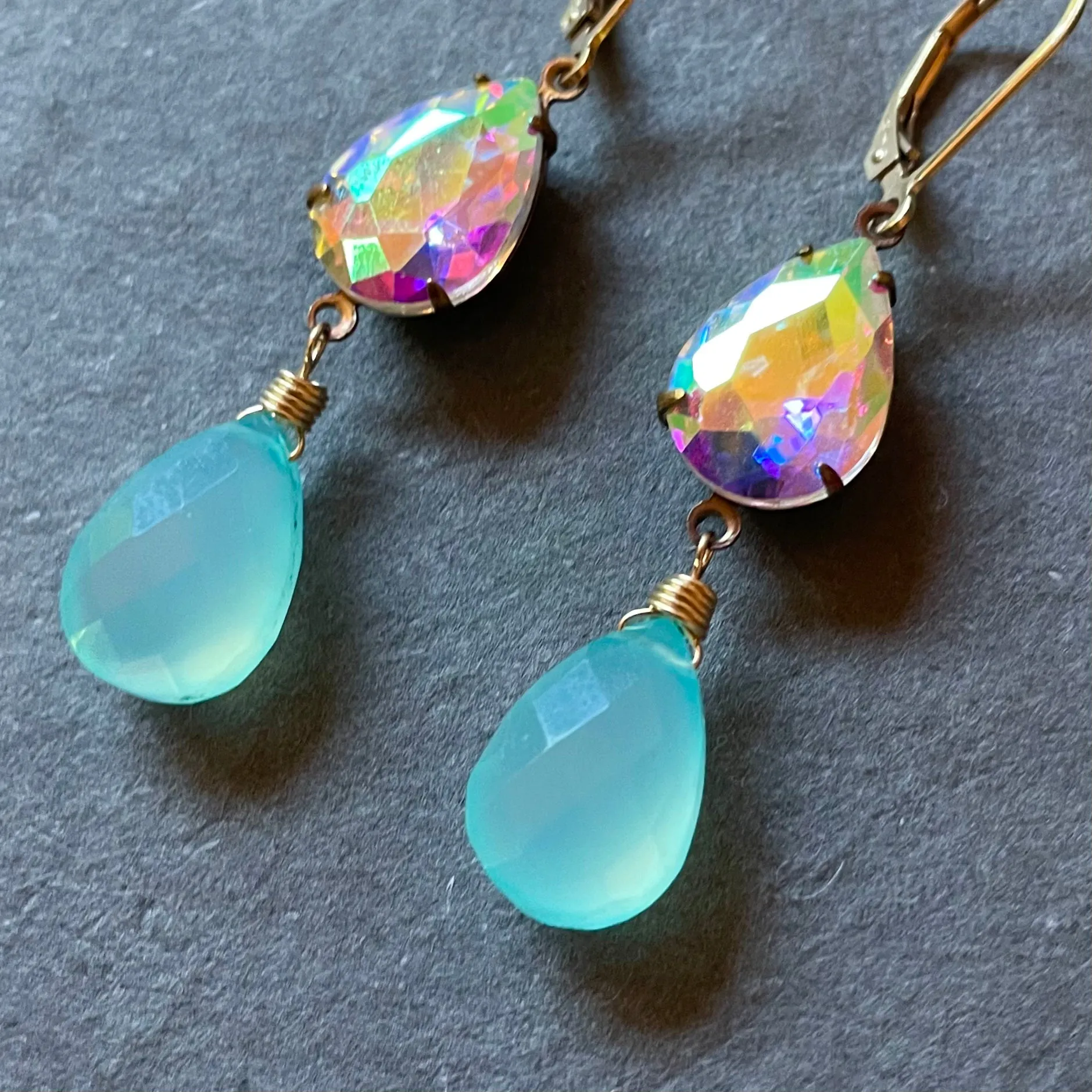 Sparkle City Chalcedony Leverback Earrings