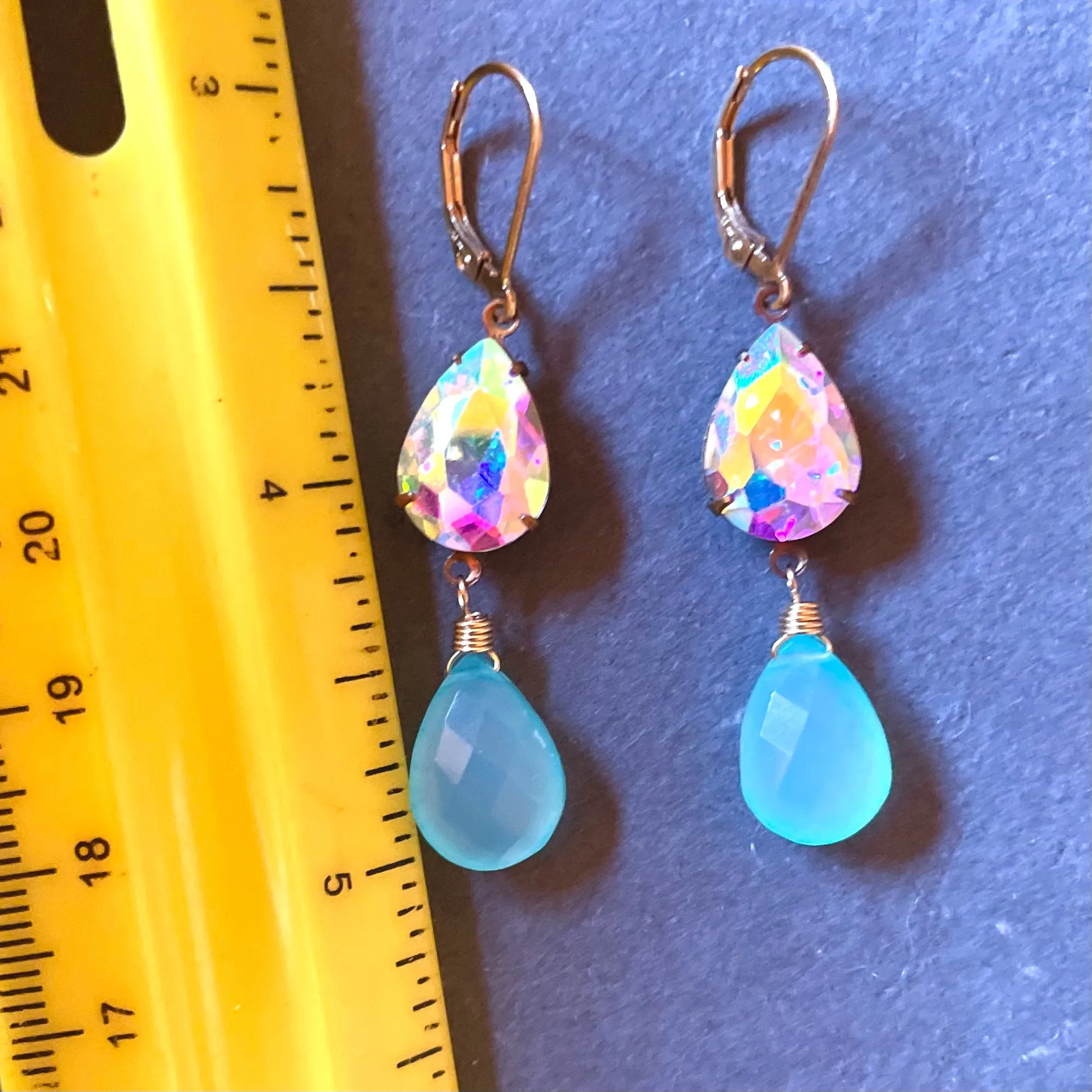 Sparkle City Chalcedony Leverback Earrings