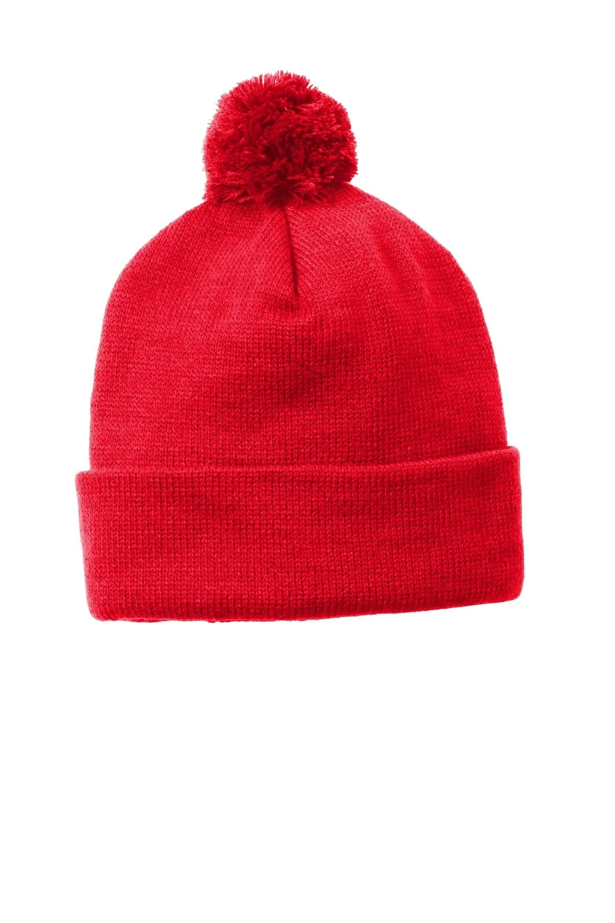 Sport-Tek Solid Pom Pom Beanie STC37 True Red