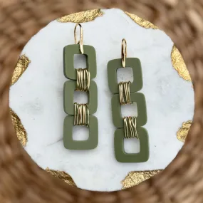 Square Stacks - Olive - Acrylic Earrings