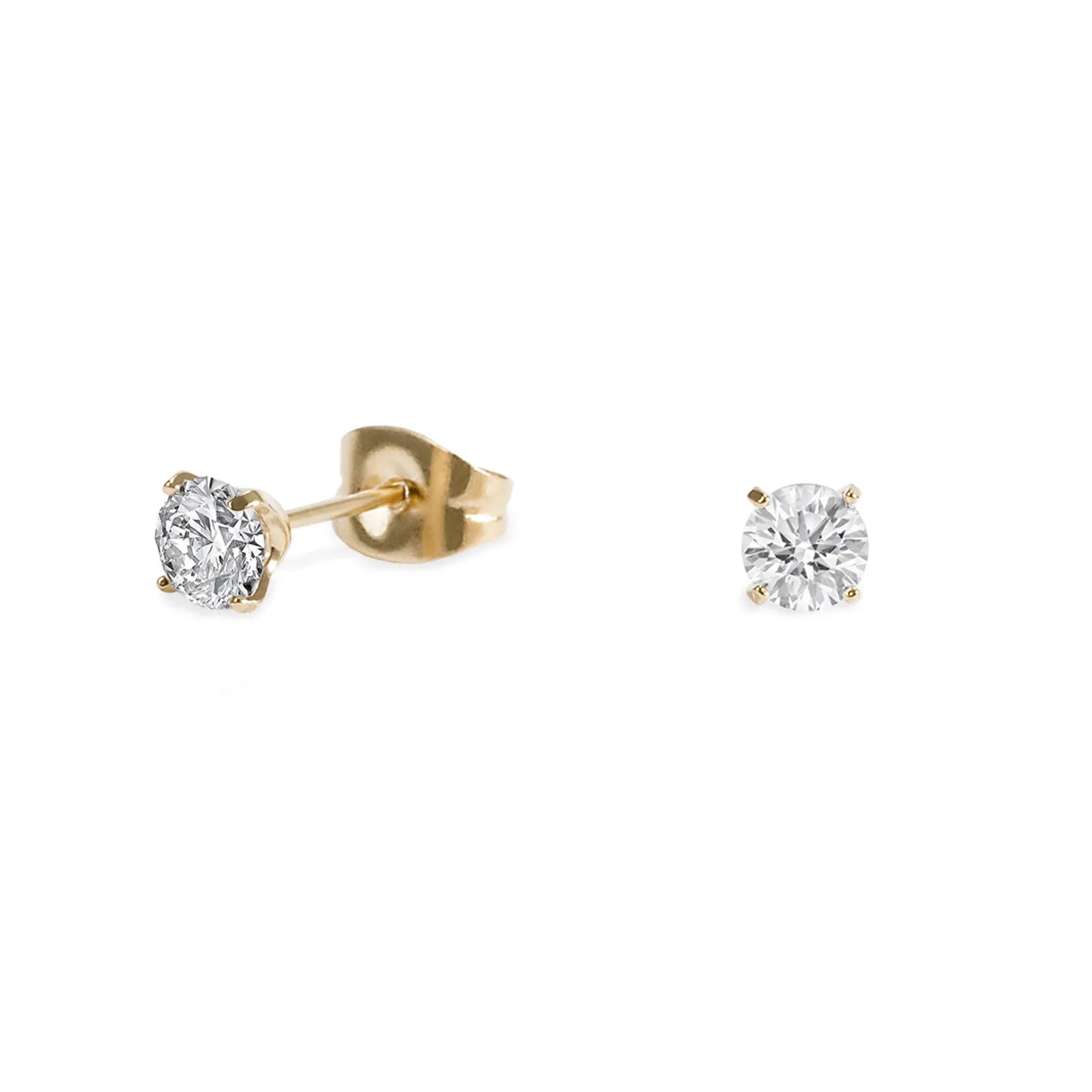 Stainless 4 mm round cz stud earrings