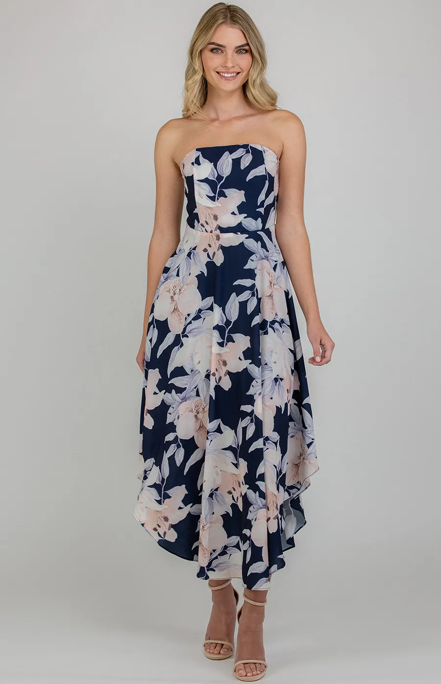 Strapless Dress with Side Waterfall hemline (SDR529B)