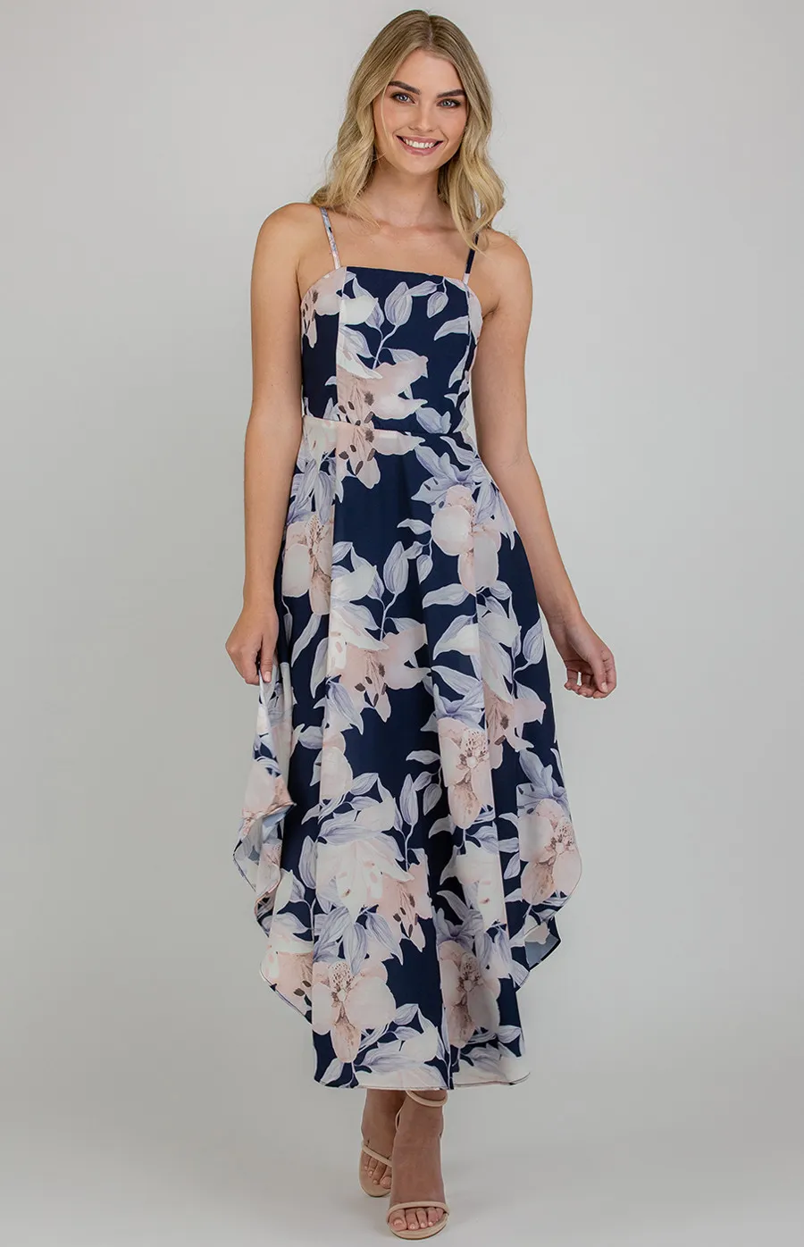 Strapless Dress with Side Waterfall hemline (SDR529B)