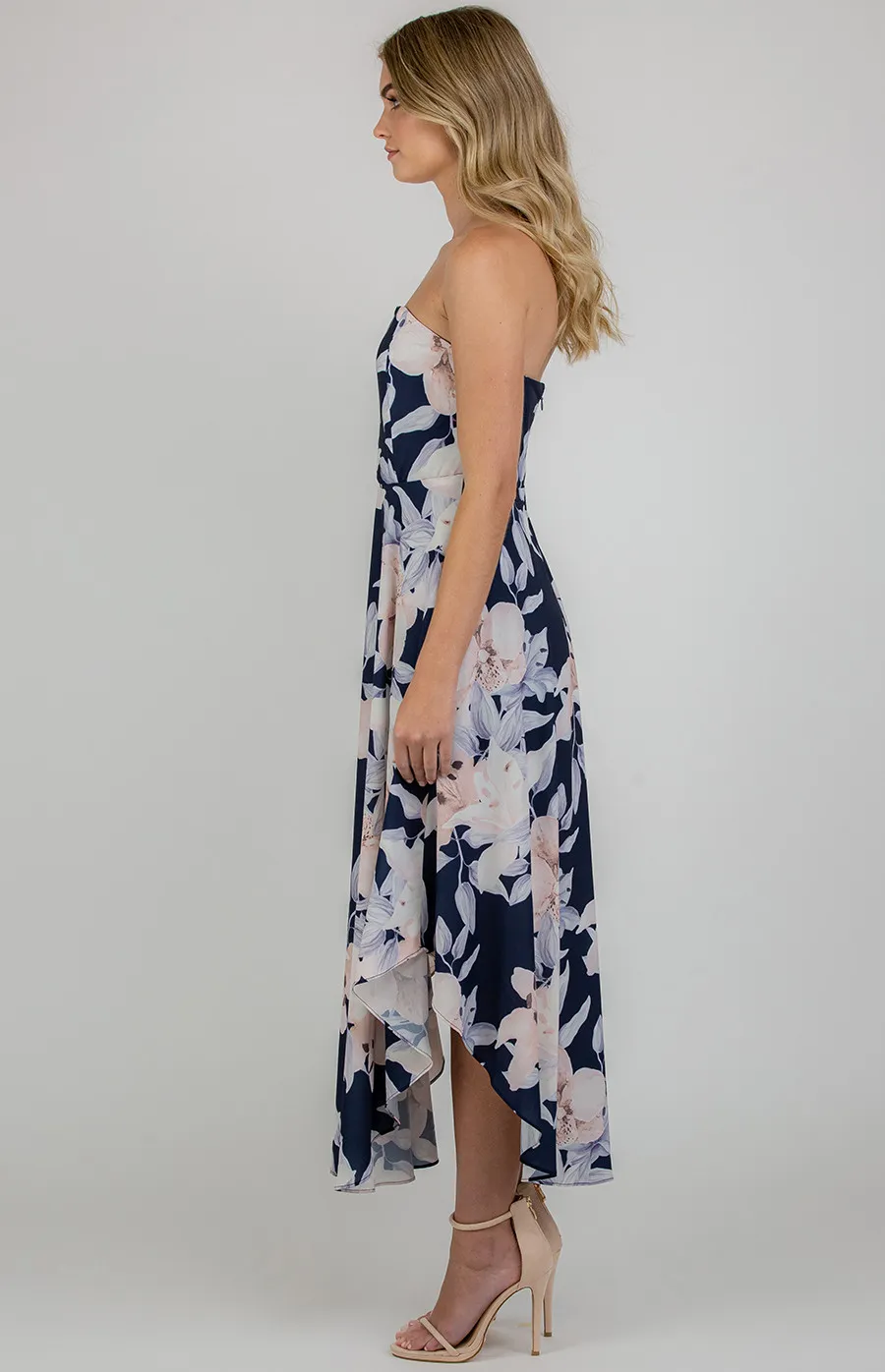 Strapless Dress with Side Waterfall hemline (SDR529B)