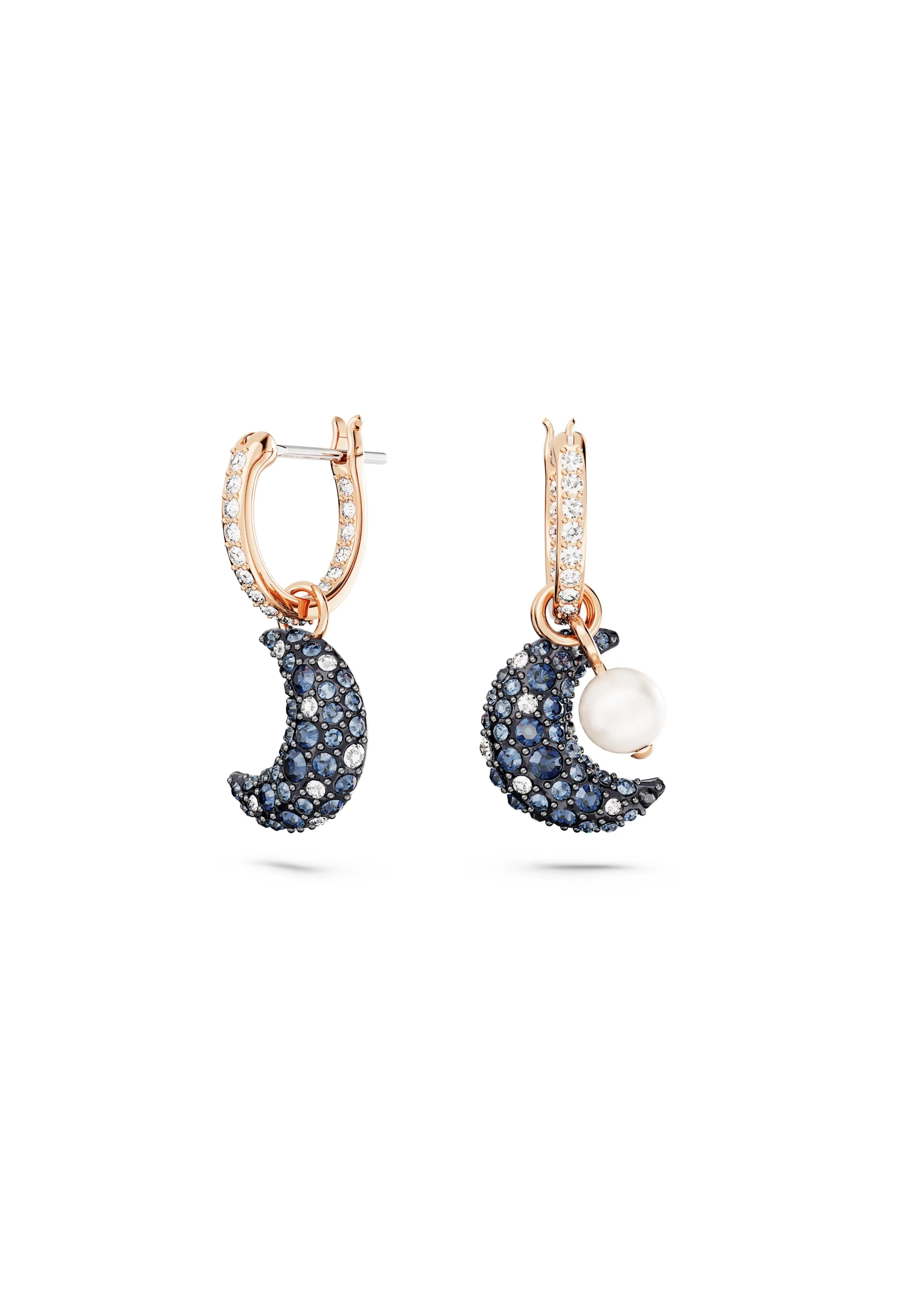 Swarovski Luna Moon Drop Asymmetrical Design Earrings Rose Gold Plated