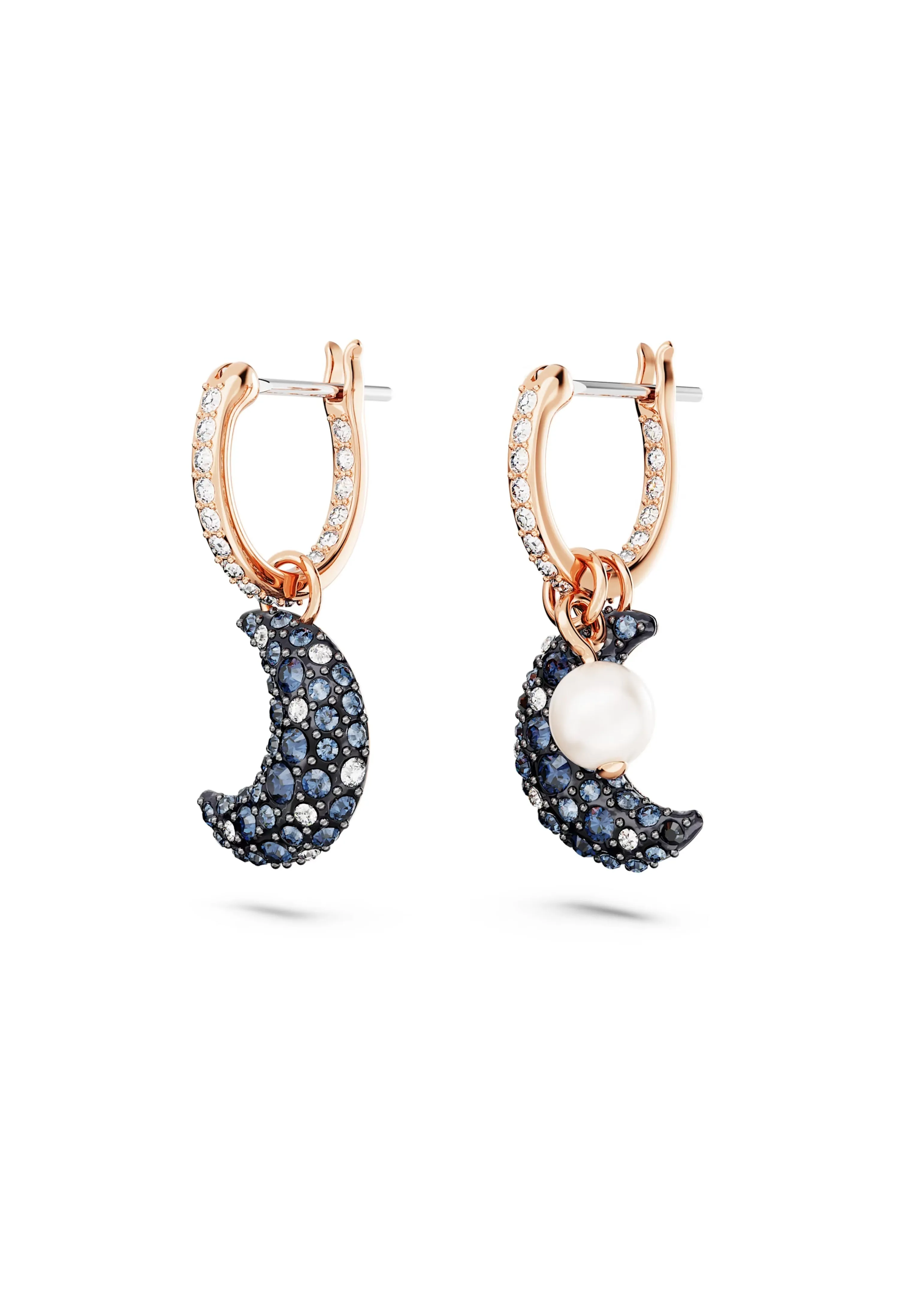 Swarovski Luna Moon Drop Asymmetrical Design Earrings Rose Gold Plated