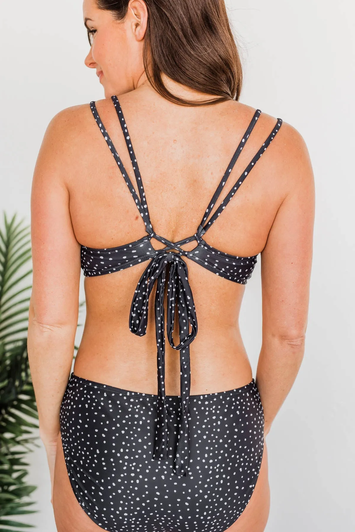 Sweet Sunshine Criss-Cross Bikini Top- Black & Ivory