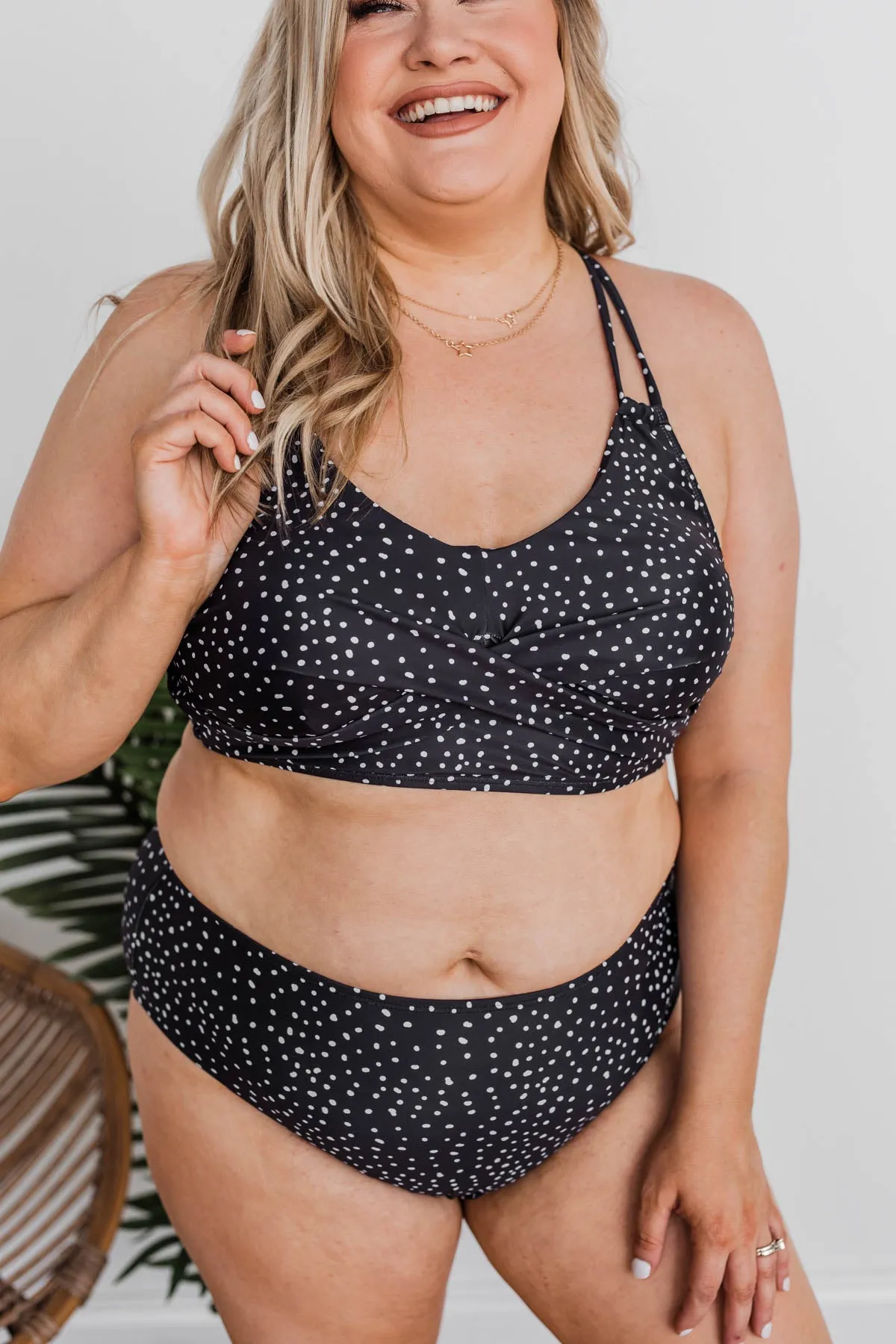 Sweet Sunshine Criss-Cross Bikini Top- Black & Ivory