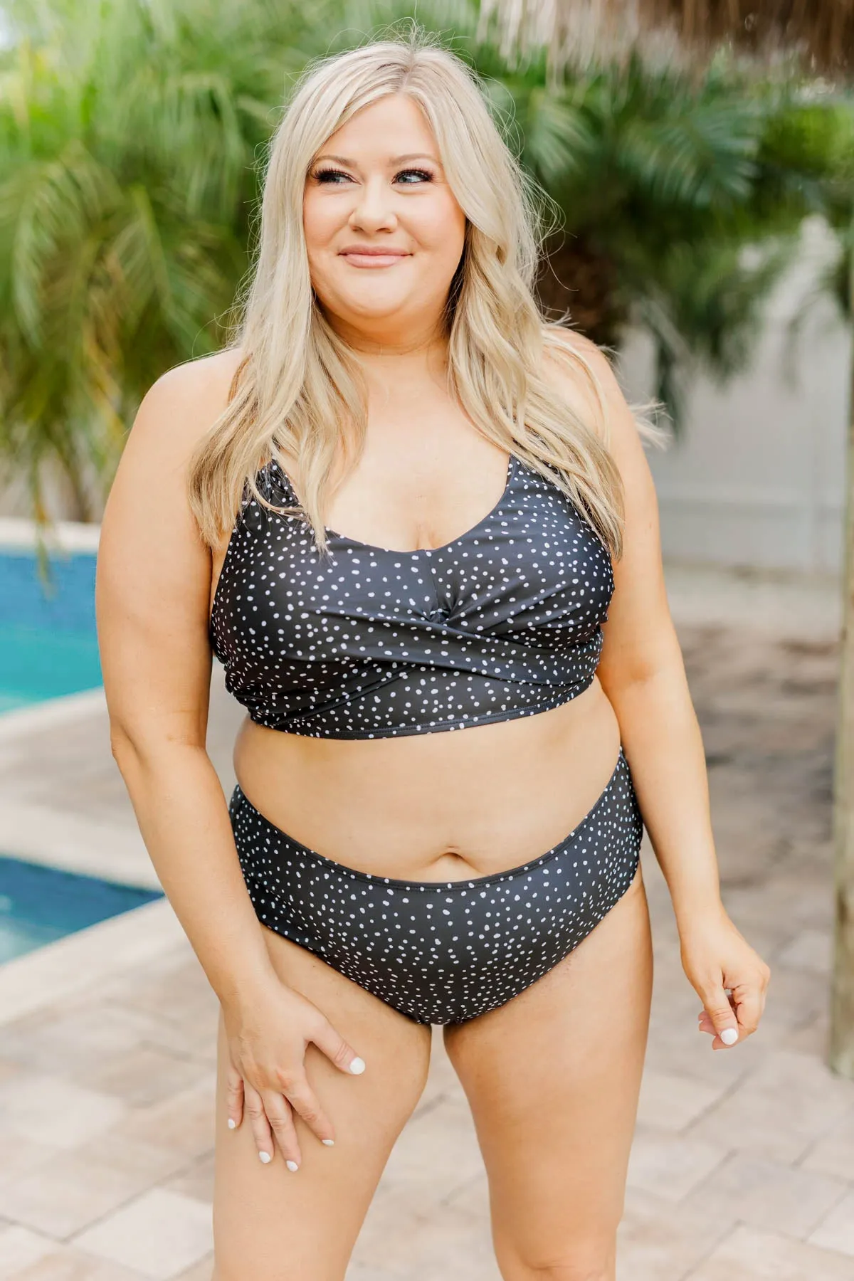 Sweet Sunshine Criss-Cross Bikini Top- Black & Ivory