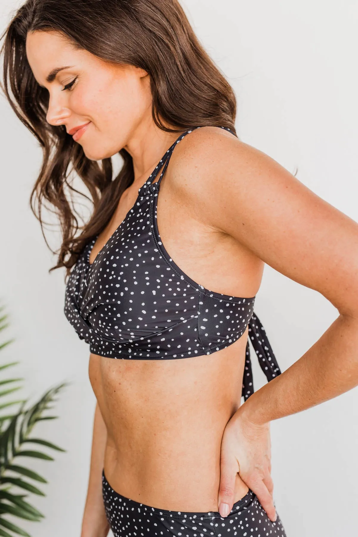 Sweet Sunshine Criss-Cross Bikini Top- Black & Ivory