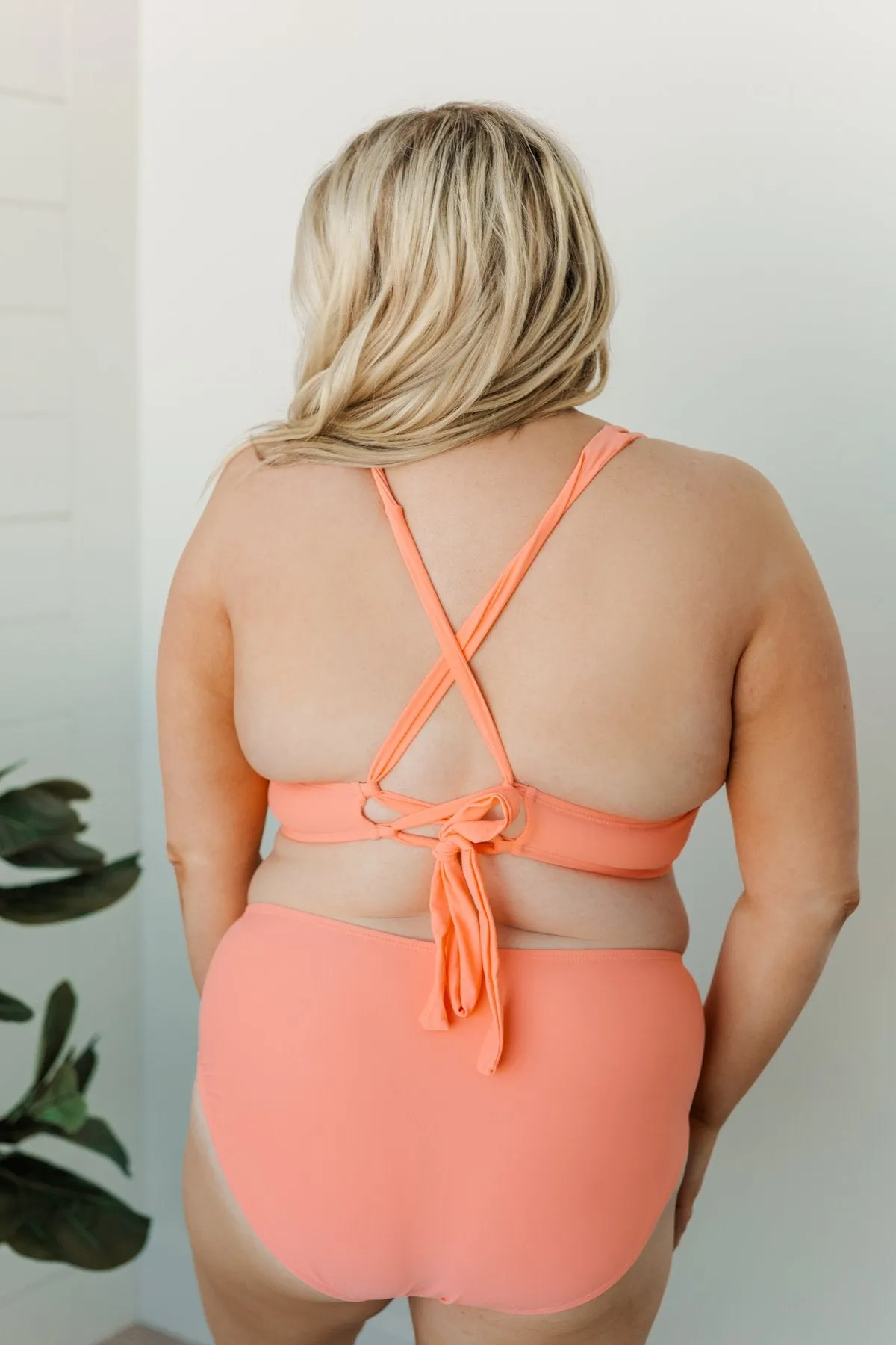 Sweet Sunshine Criss-Cross Bikini Top- Coral