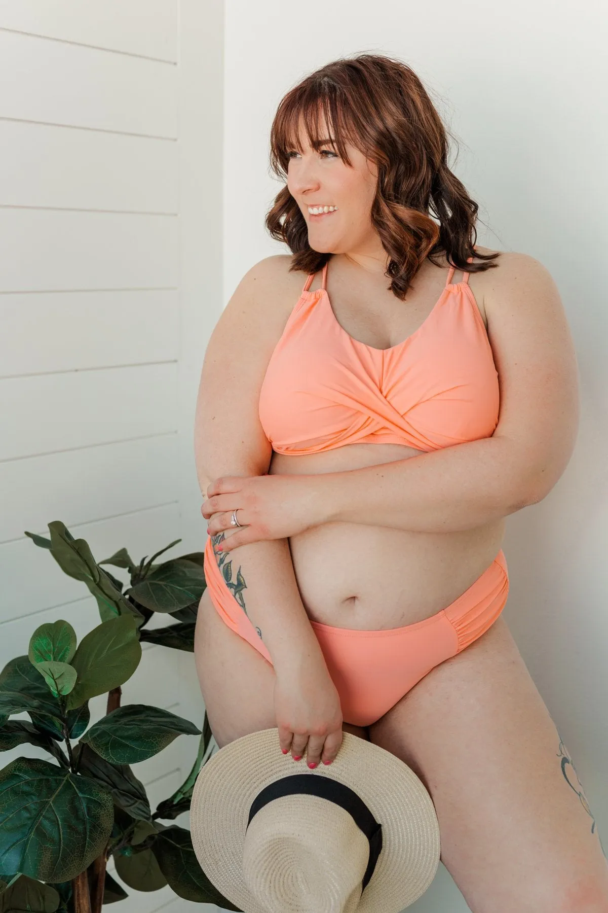 Sweet Sunshine Criss-Cross Bikini Top- Coral