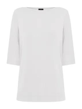 T-Shirt con manica 3/4 in misto viscosa - Bianco