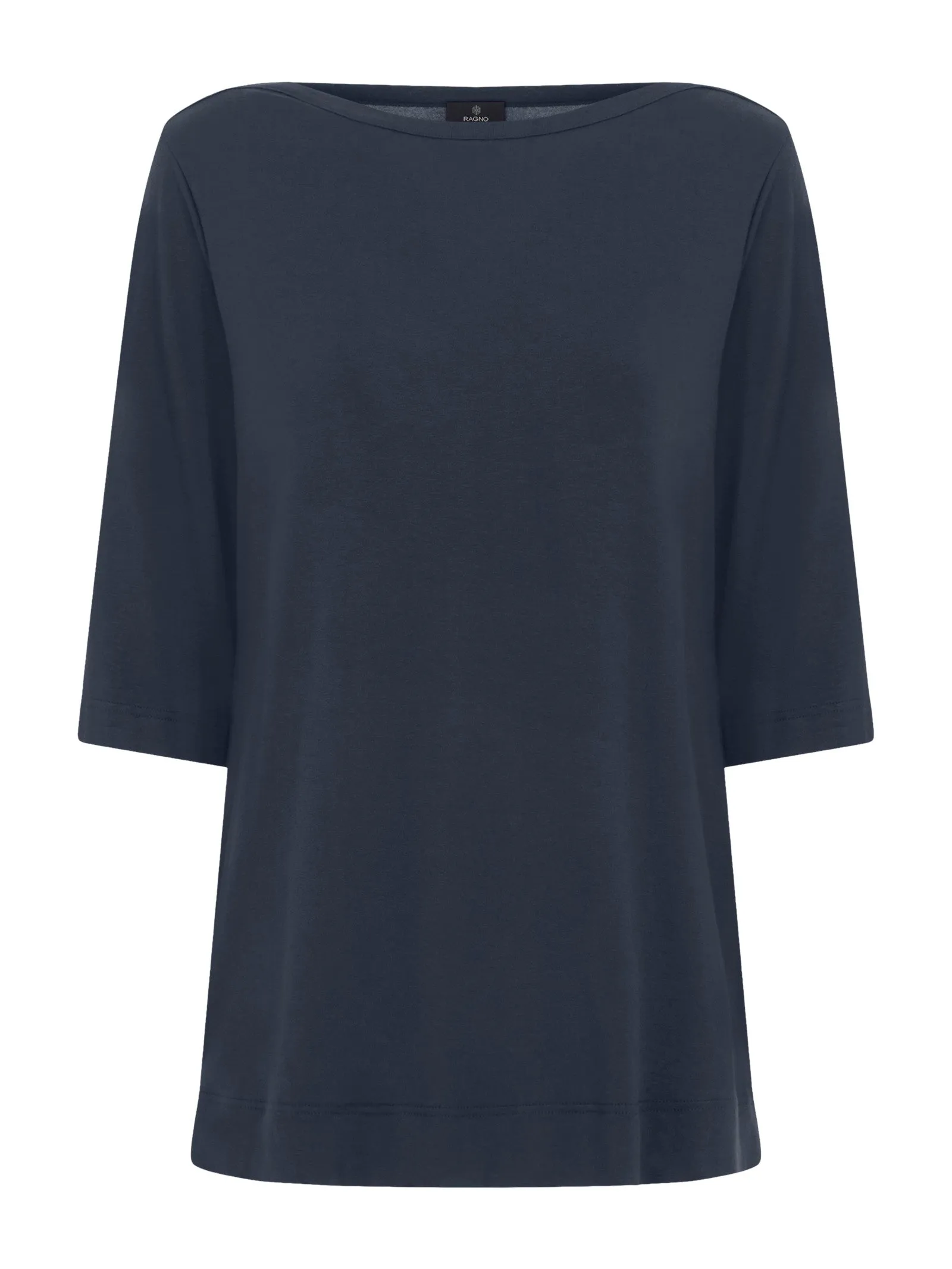 T-Shirt con manica 3/4 in misto viscosa - Bleu