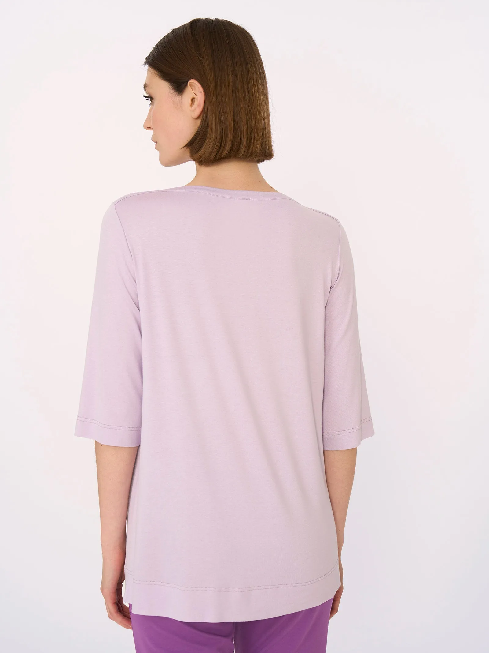 T-Shirt con manica 3/4 in misto viscosa - Dewberry