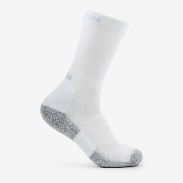 Thorlo Mens Walking Light Cushion Crew Socks- Large White/Platinum