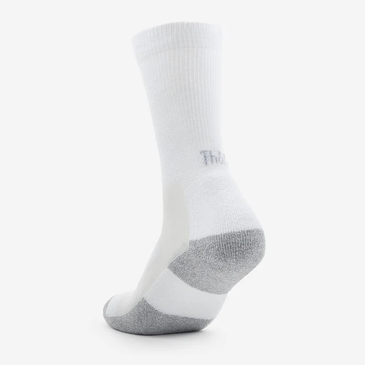 Thorlo Mens Walking Light Cushion Crew Socks- Large White/Platinum