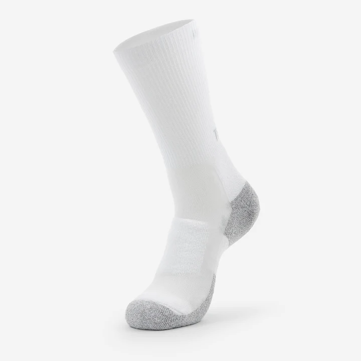 Thorlo Mens Walking Light Cushion Crew Socks- Large White/Platinum