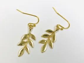 Tiny Gold Leaf Earrings, Plants Jewelry