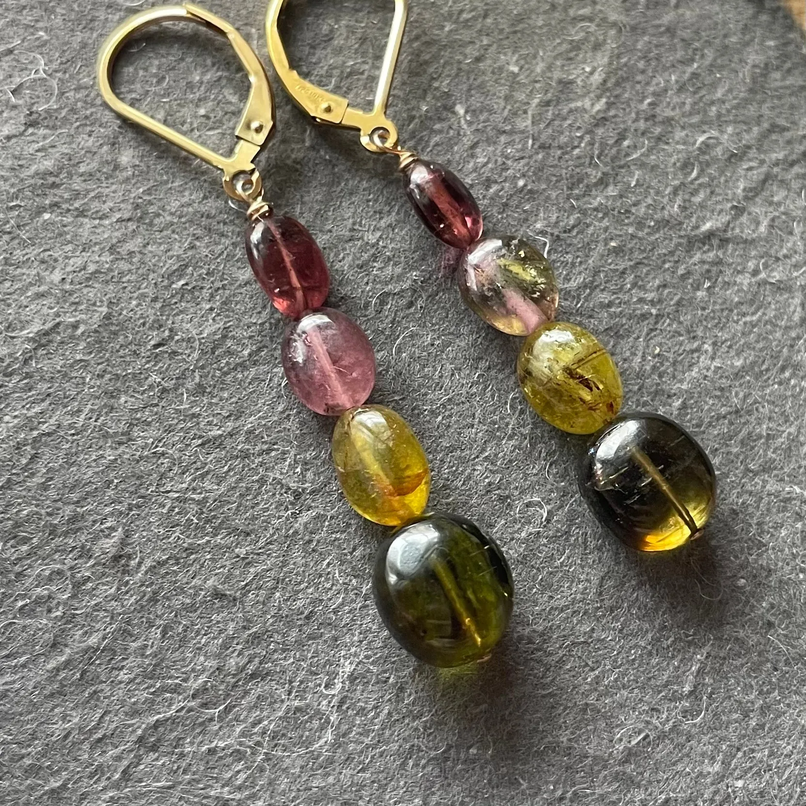 Tourmaline Stack Earrings, OOAK