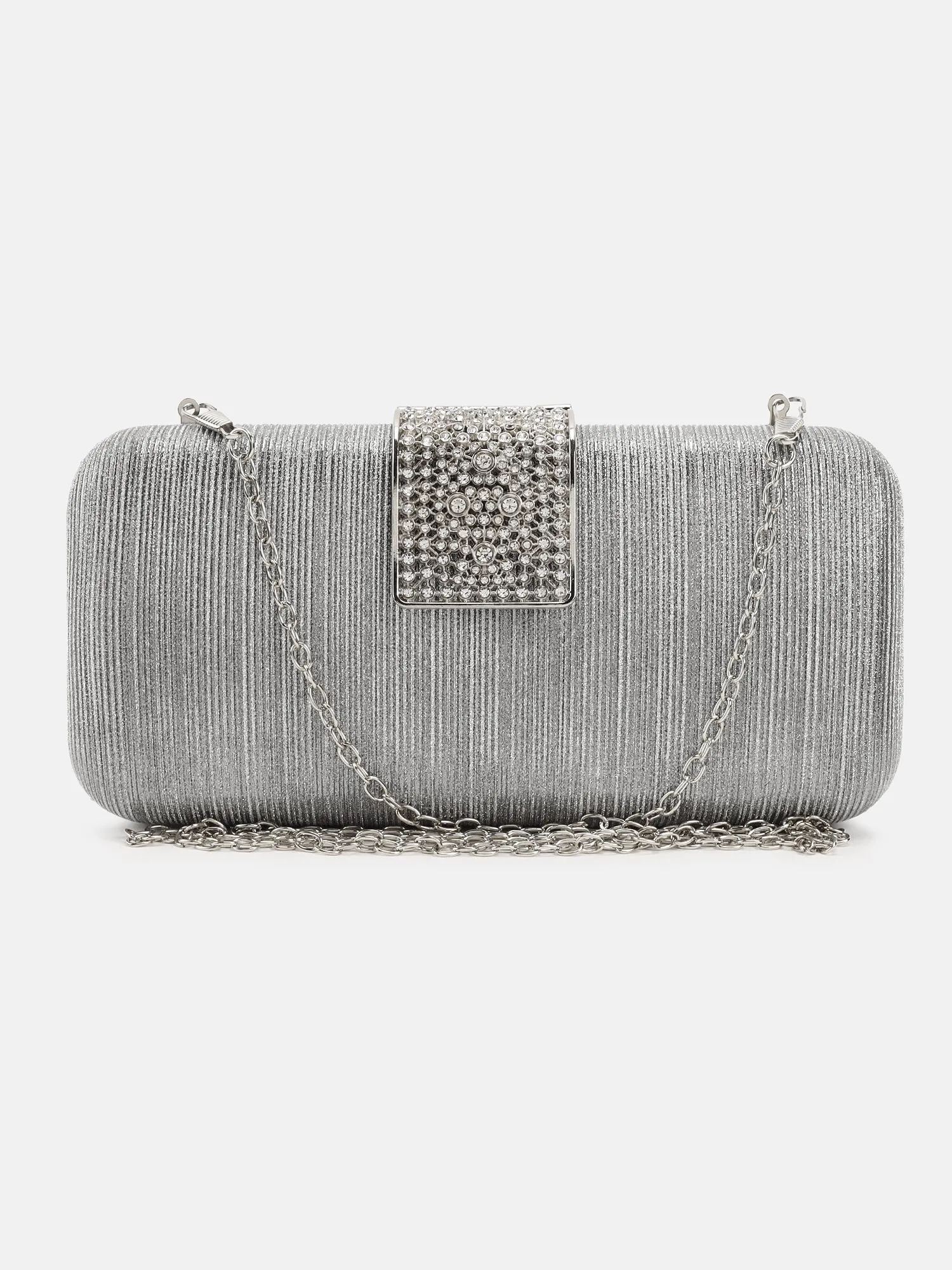 Twinkle Fabric Clutch With Studded A Metal Lock