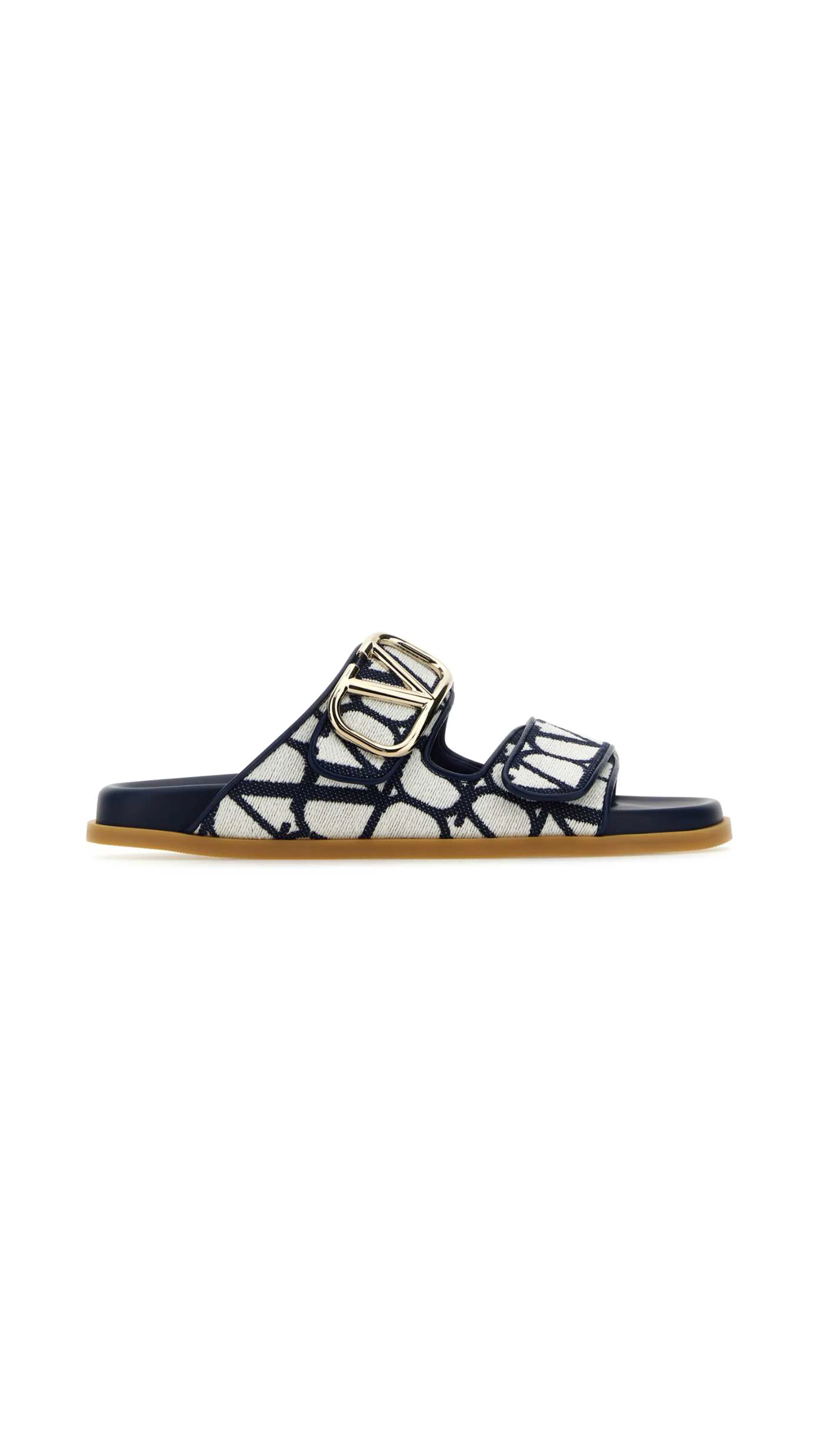 Vlogo Signature Slide Sandals in Toile Iconographe - Blue/White