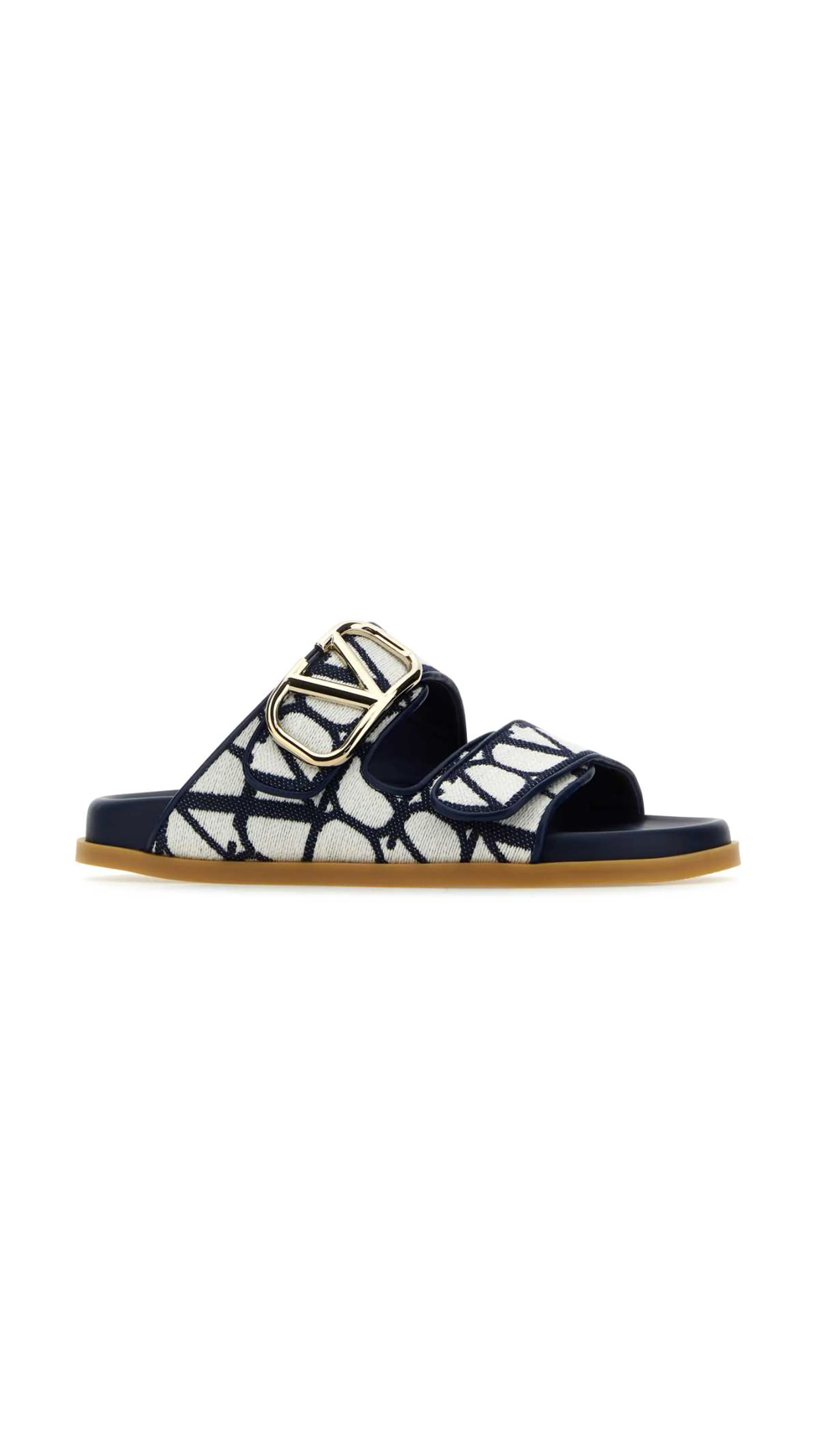 Vlogo Signature Slide Sandals in Toile Iconographe - Blue/White