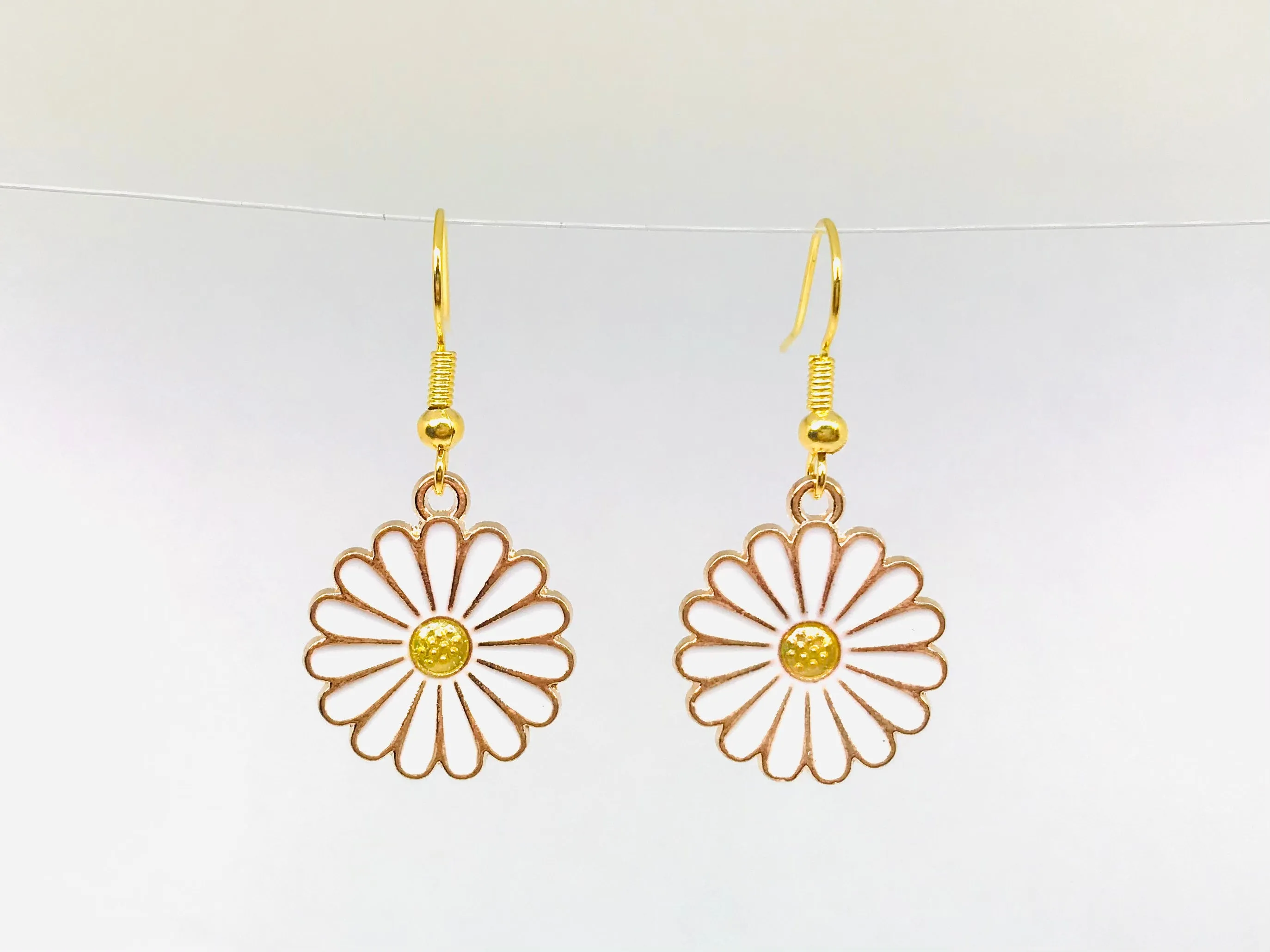 White Daisy Earrings, Flower Girl Gift