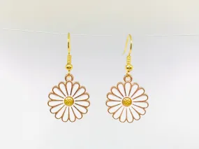 White Daisy Earrings, Flower Girl Gift