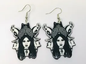 Witches Goddess Pagan Acrylic Earrings