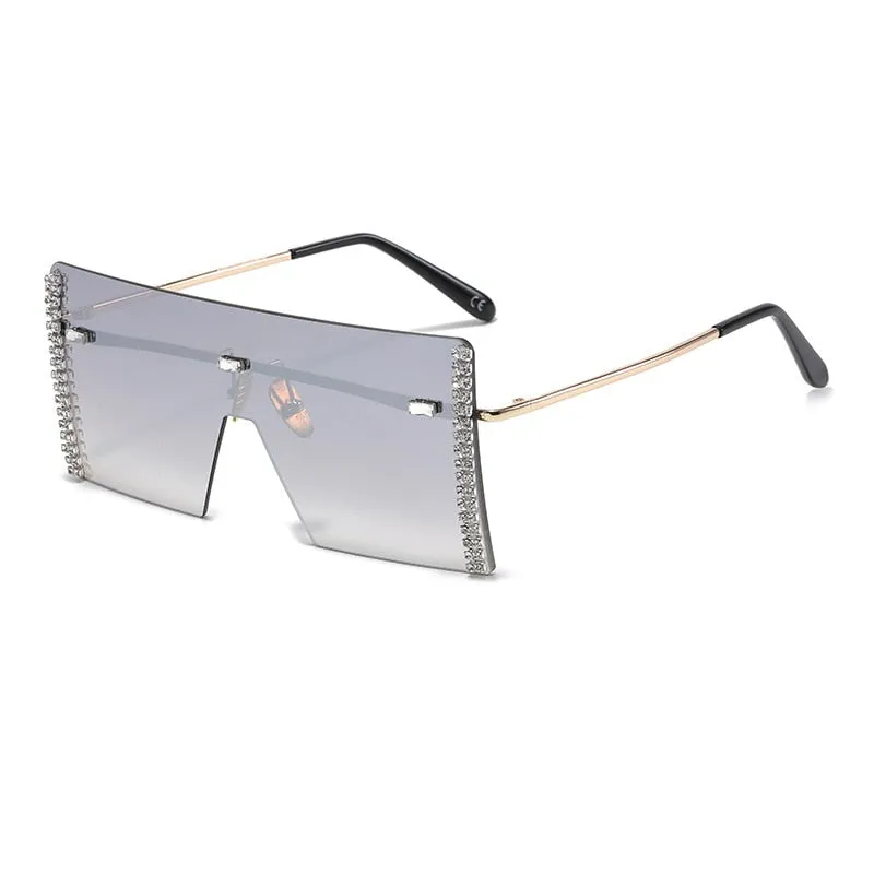 Women's Stainless Steel Square Shape Gradient Steampunk Sunglasses