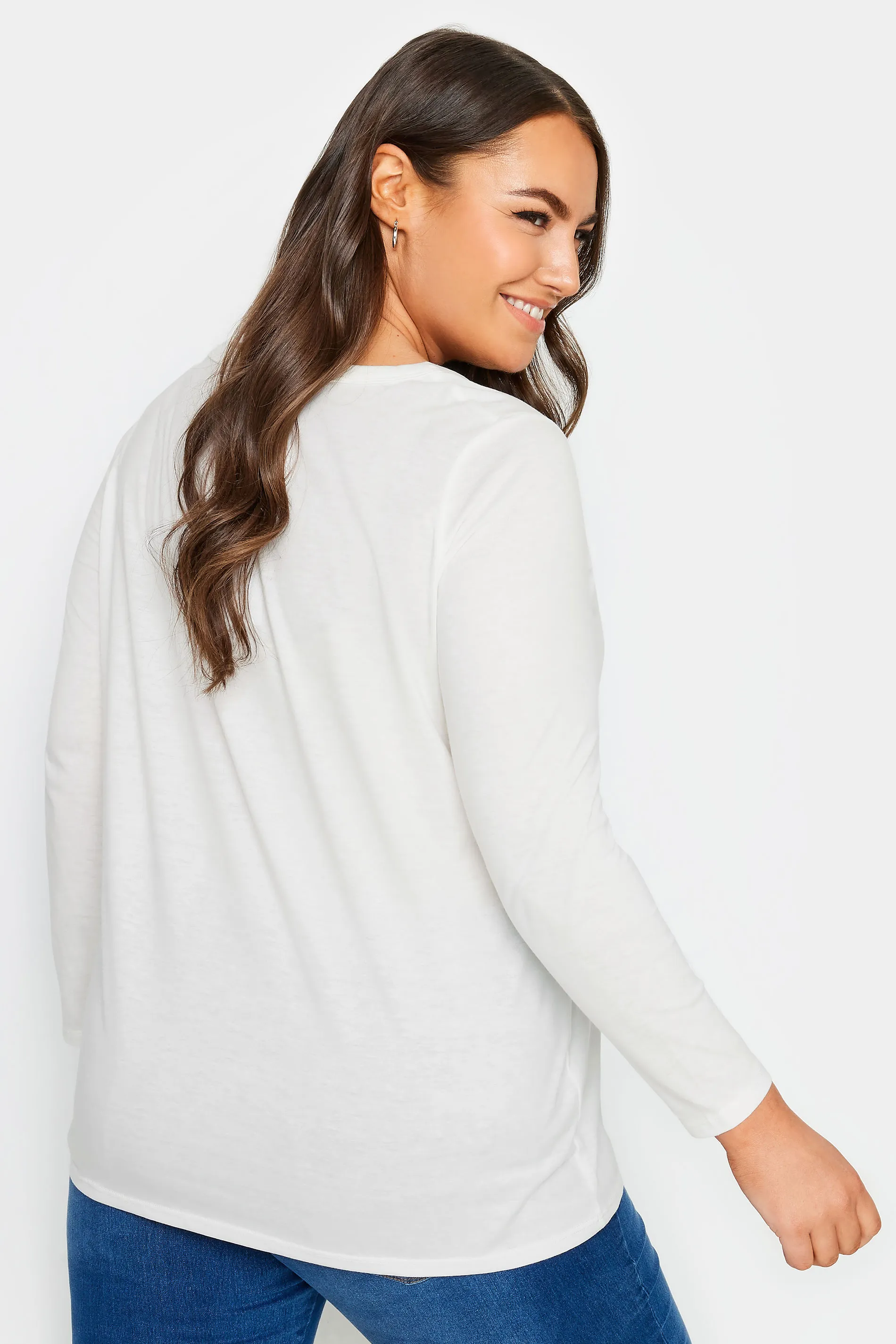 YOURS Curve White Long Sleeve Top