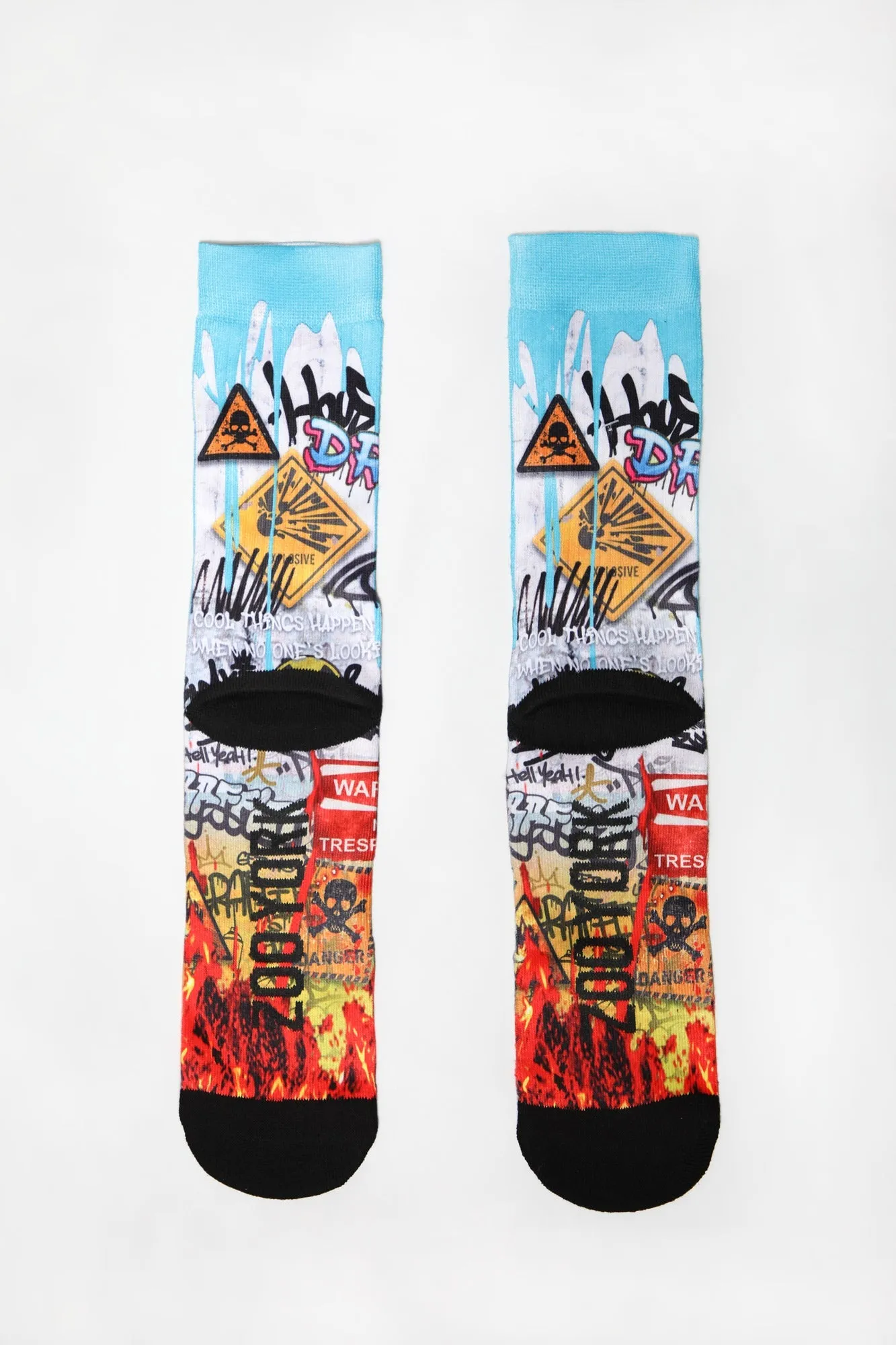 Zoo York Mens Graffiti Signs Crew Socks