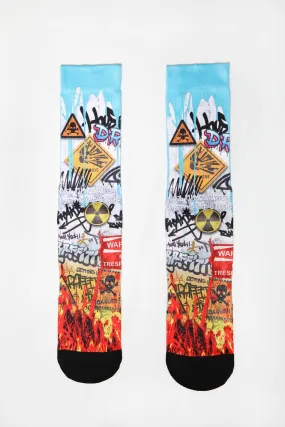 Zoo York Mens Graffiti Signs Crew Socks